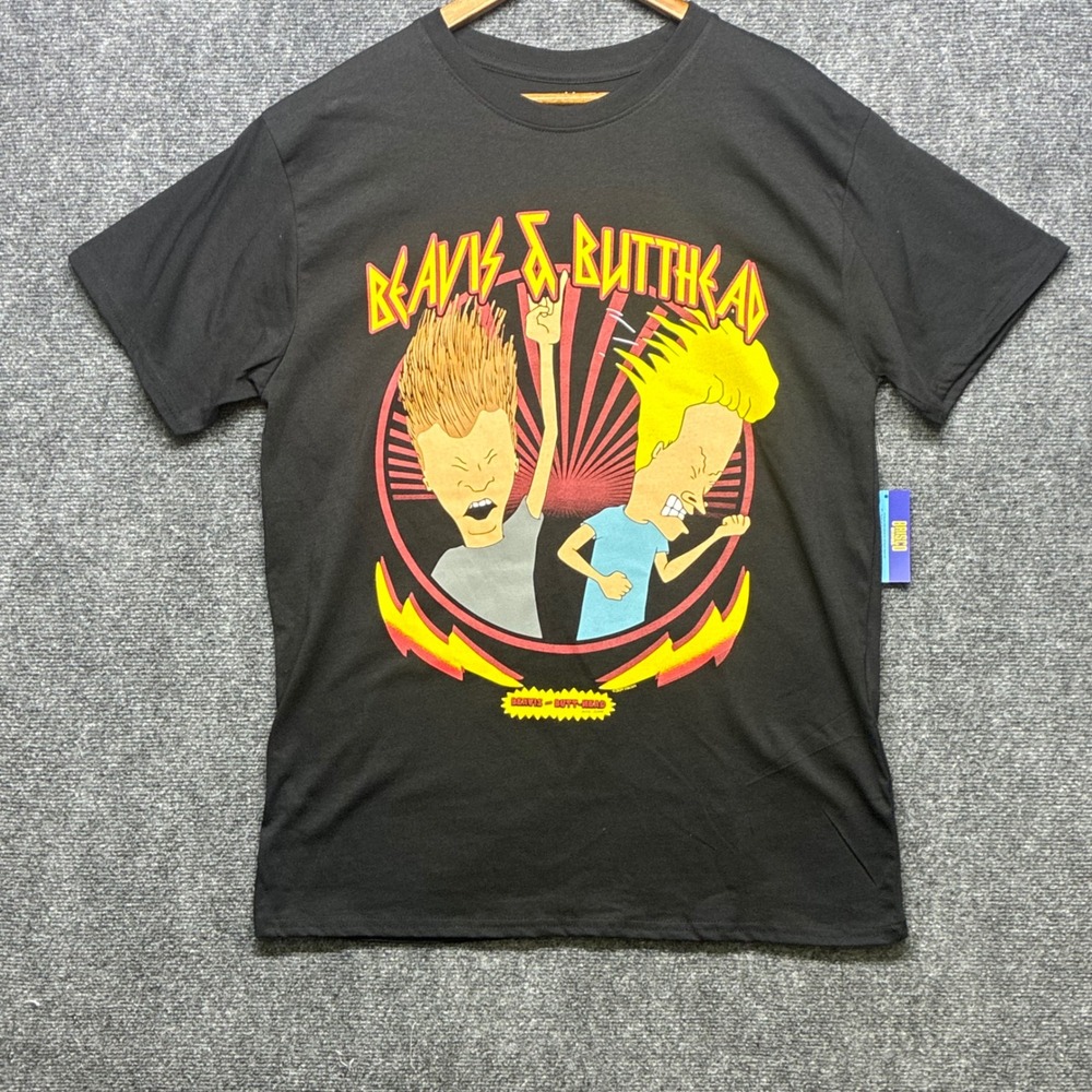 Brisco Brands Beavis and Butt-Head T-Shirt Mens Large Black MTV‎ Graphic Tee NWT